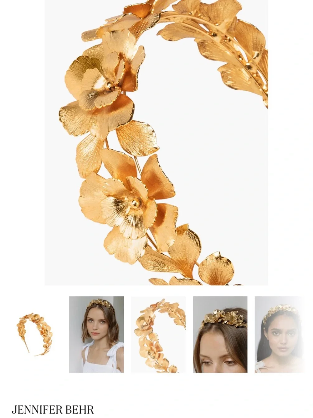 Jennifer Behr Gold Floral Crown Headband